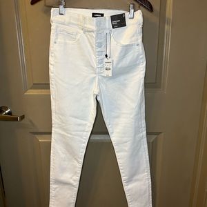 Express Petite Women’s White Cropped Jeans